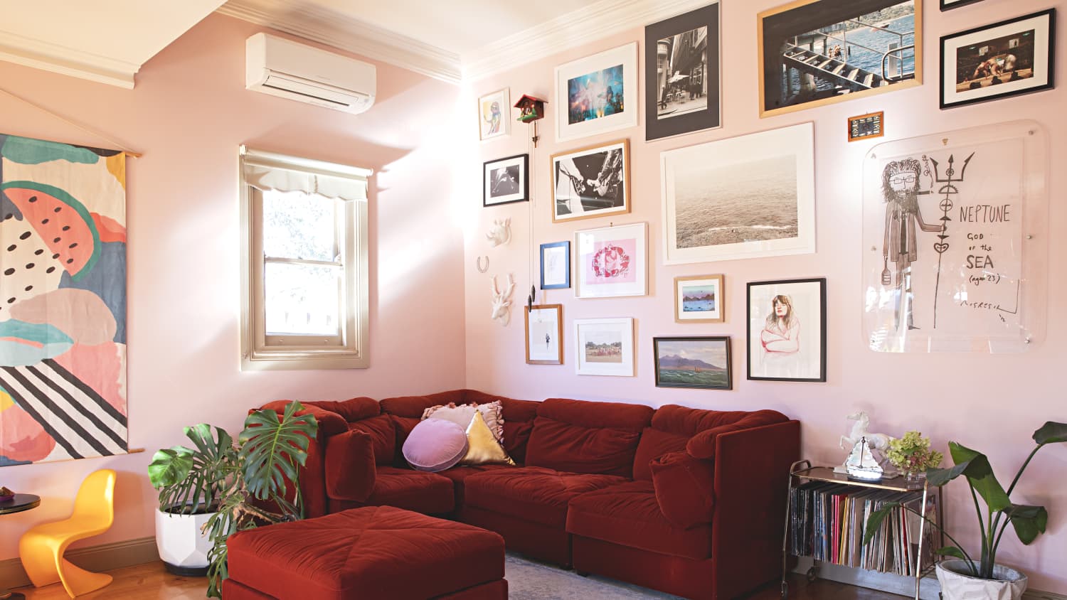 Light red best sale living room